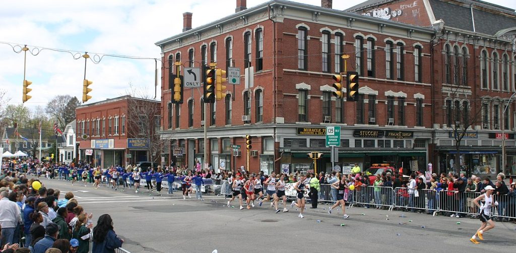 Boston Marathon through Downtown Natick MA
